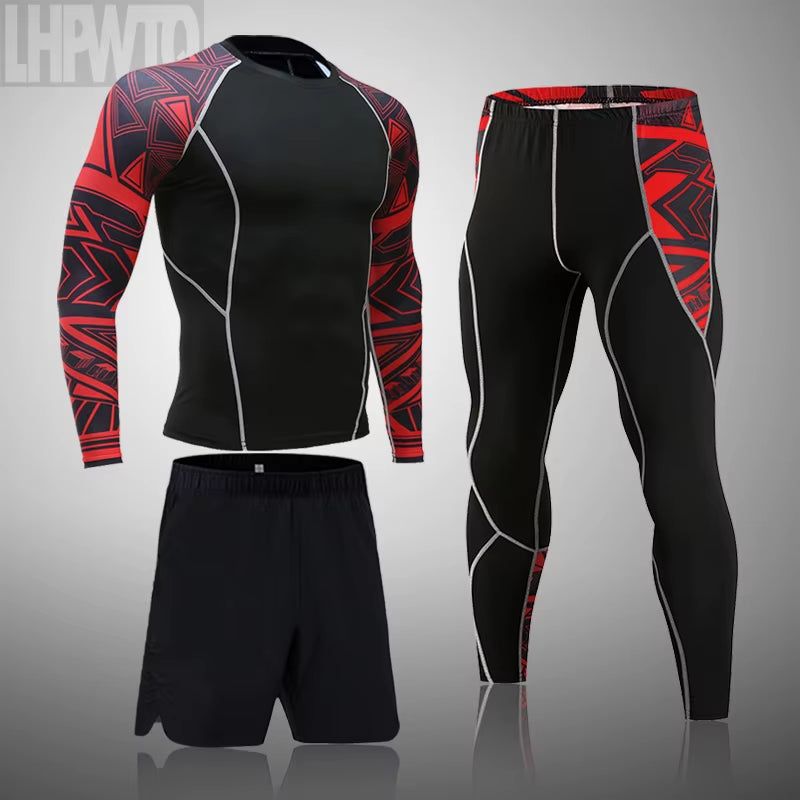 Men'S Sports Suit MMA Rashgard Male Quick Drying Sportswear Compression Clothing Fitness Training Kit Thermal Underwear Leggings