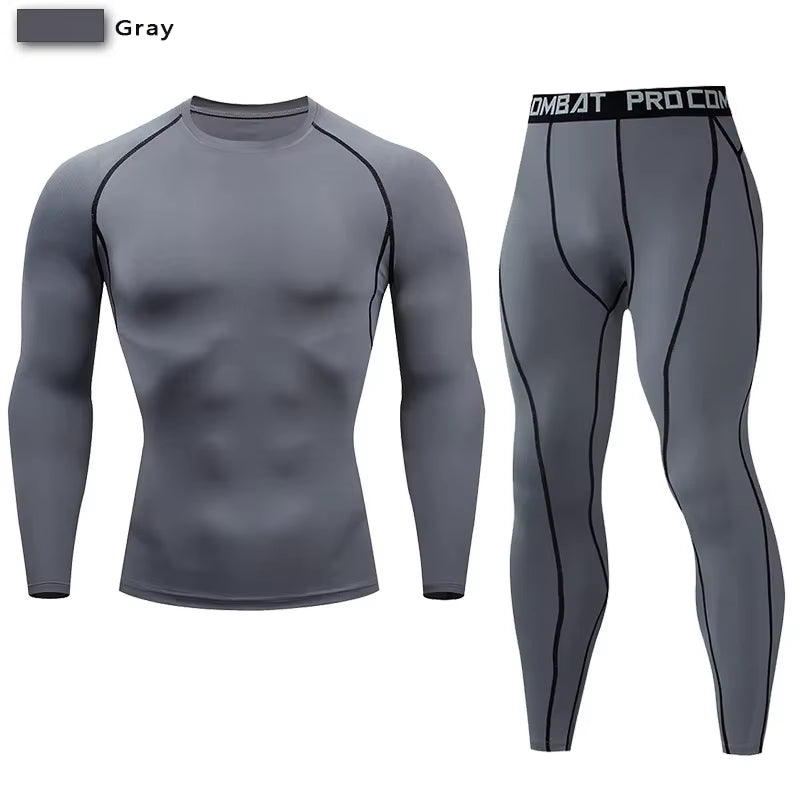 Men'S Compression Sportswear Suit GYM Tight Clothes Yoga Sets Workout Jogging MMA Fitness Clothing Tracksuit Pants Sporting