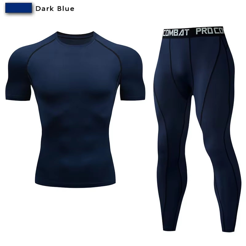 Men'S Compression Sportswear Suit GYM Tight Clothes Yoga Sets Workout Jogging MMA Fitness Clothing Tracksuit Pants Sporting