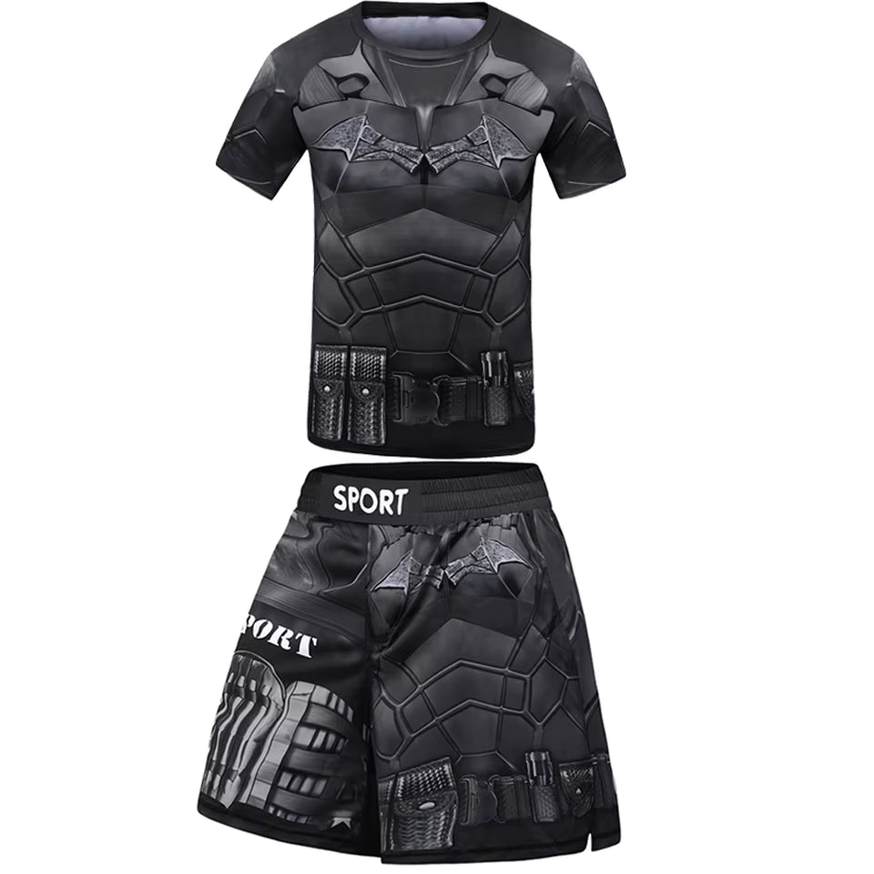Kid Rashguard Jiu Jitsu T-Shirt +Pant MMA Muay Thai Shorts 4Pcs/Set Boxe Bjj Kickboxing Mma Clothing Children Fitness Sportwear