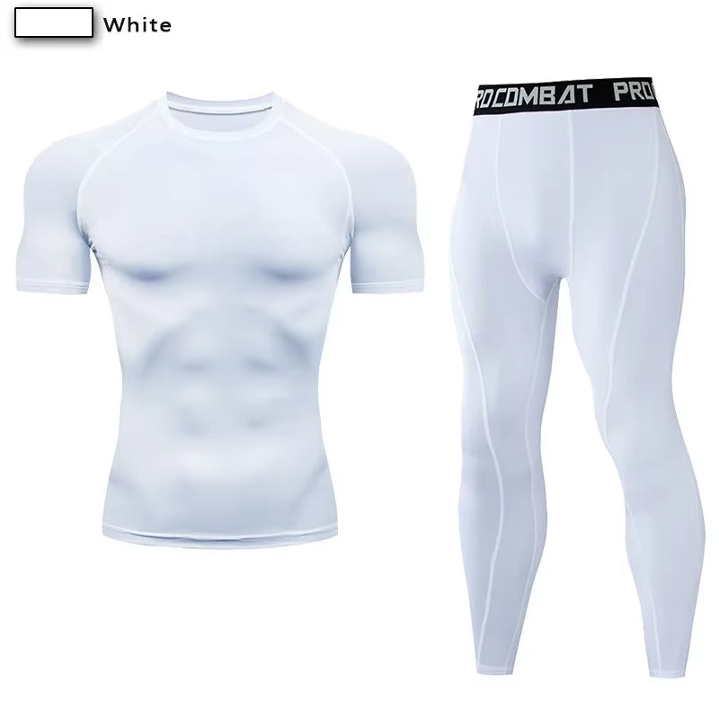 Men'S Compression Sportswear Suit GYM Tight Clothes Yoga Sets Workout Jogging MMA Fitness Clothing Tracksuit Pants Sporting