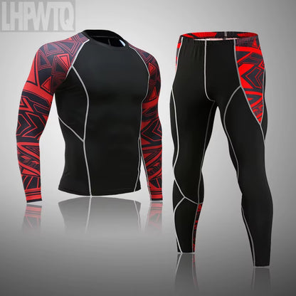 Men'S Sports Suit MMA Rashgard Male Quick Drying Sportswear Compression Clothing Fitness Training Kit Thermal Underwear Leggings