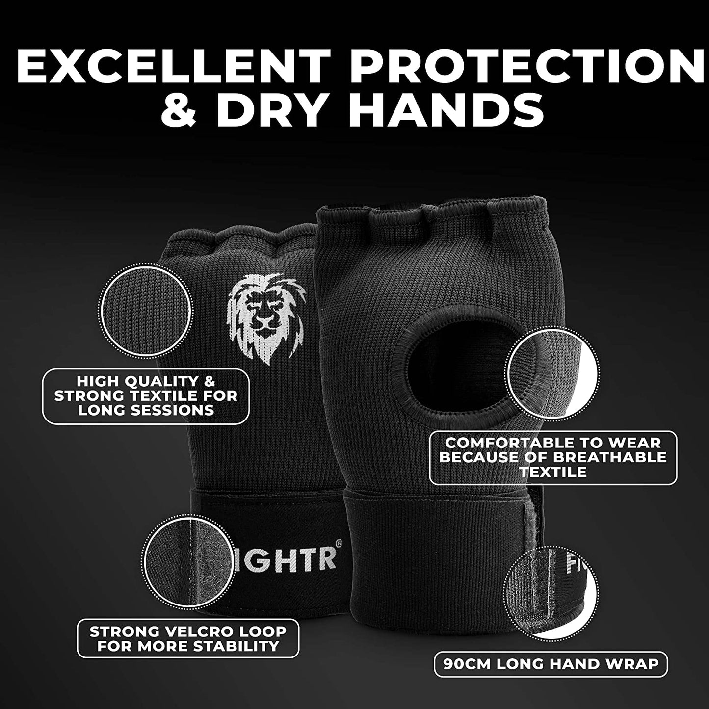 ® Premium Gel Inner Gloves - Quick Wrapping & More Stability | Gel Hand Wraps for Boxing, MMA, Muay Thai, & Martial Arts | with Long Wrist Wrap