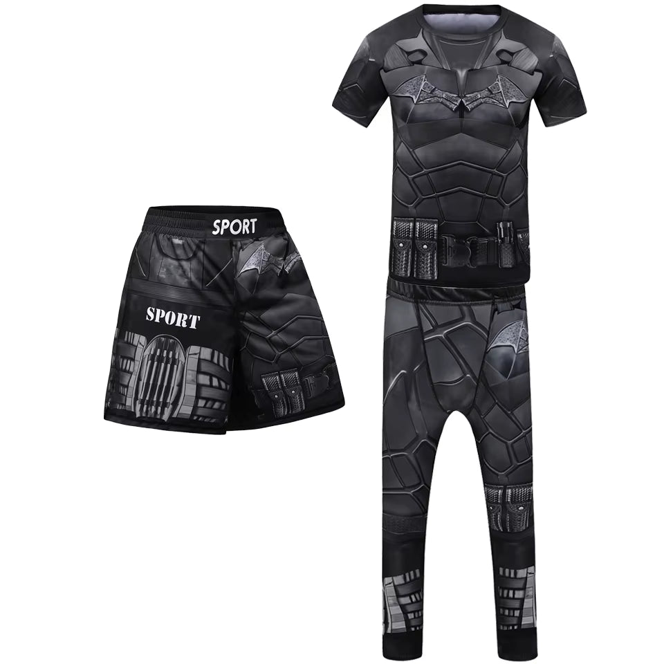 Kid Rashguard Jiu Jitsu T-Shirt +Pant MMA Muay Thai Shorts 4Pcs/Set Boxe Bjj Kickboxing Mma Clothing Children Fitness Sportwear