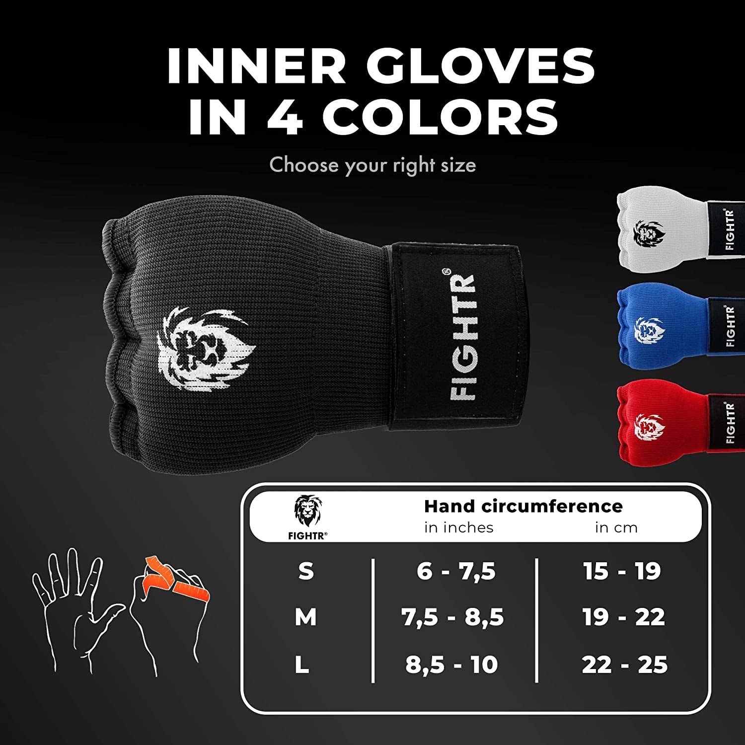 ® Premium Gel Inner Gloves - Quick Wrapping & More Stability | Gel Hand Wraps for Boxing, MMA, Muay Thai, & Martial Arts | with Long Wrist Wrap