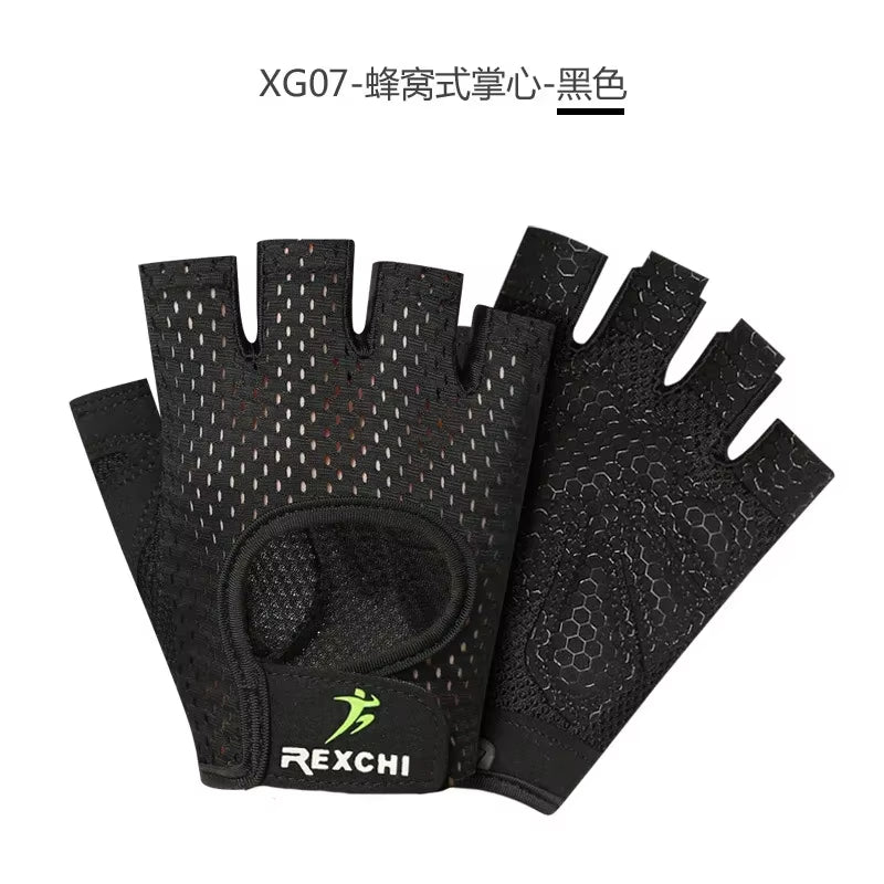 Fitness Gloves Men‘S GYM Dumbbell Exercise Sports Training Gloves Wrist Guard Half Finger Non-Slip Body Building Cycling Gloves