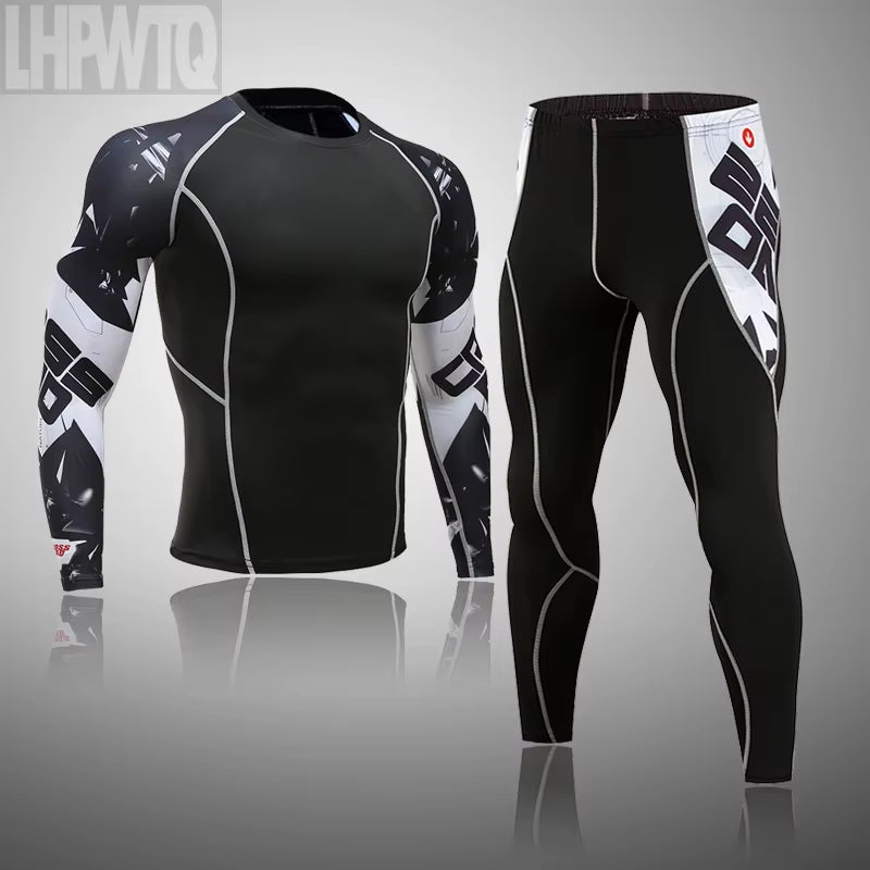 Men'S Sports Suit MMA Rashgard Male Quick Drying Sportswear Compression Clothing Fitness Training Kit Thermal Underwear Leggings