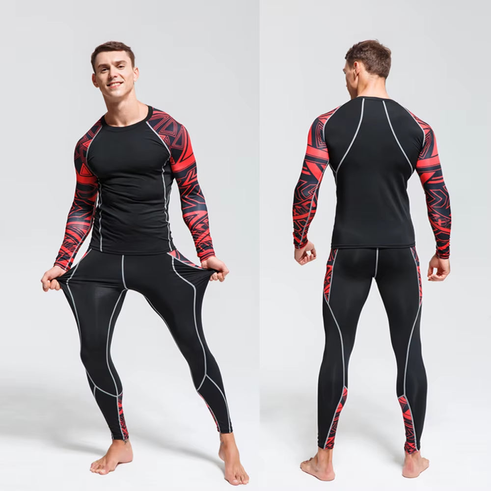 Men'S Sports Suit MMA Rashgard Male Quick Drying Sportswear Compression Clothing Fitness Training Kit Thermal Underwear Leggings