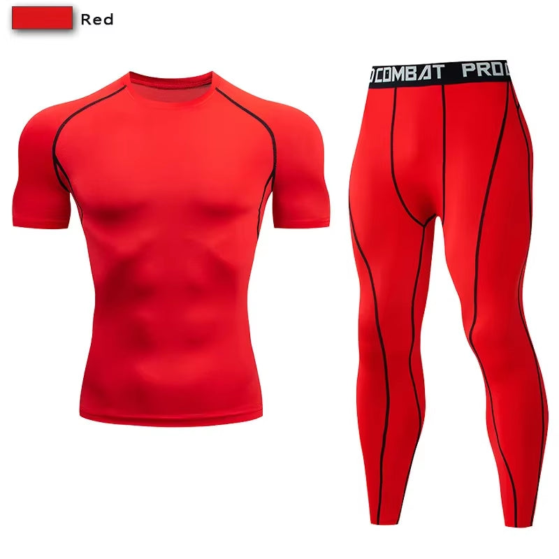 Men'S Compression Sportswear Suit GYM Tight Clothes Yoga Sets Workout Jogging MMA Fitness Clothing Tracksuit Pants Sporting