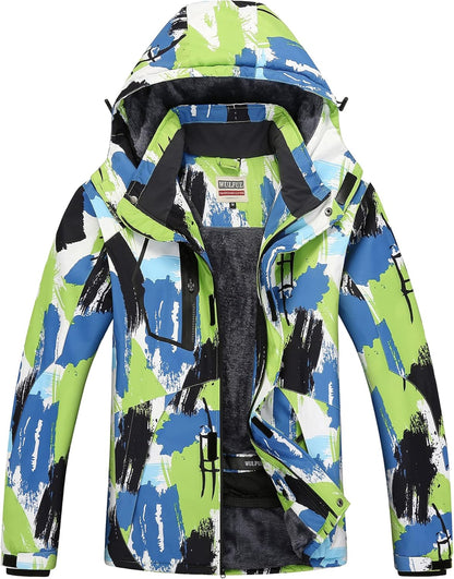 Men'S Waterproof Ski Jacket Warm Winter Coats Windproof Winter Jackets for Men Fleece Lined Windbreaker with Hood