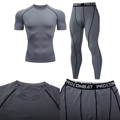 Men'S Compression Sportswear Suit GYM Tight Clothes Yoga Sets Workout Jogging MMA Fitness Clothing Tracksuit Pants Sporting