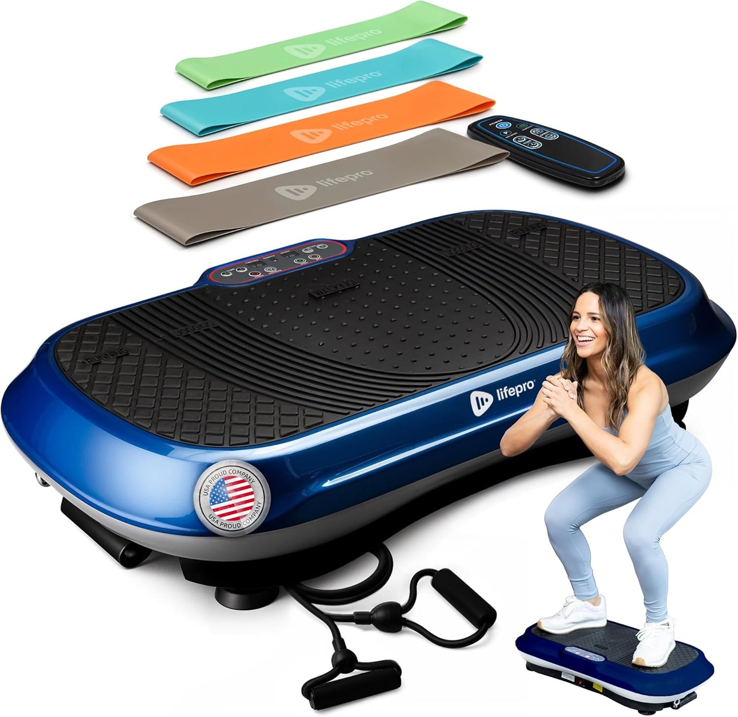 Waver Vibration Plate Exercise Machine for Lymphatic Drainage, Muscle Activation, Full-Body Workout Vibrating Platform with Loop Bands, Fitness Equipment for Strength Toning & Fat Loss