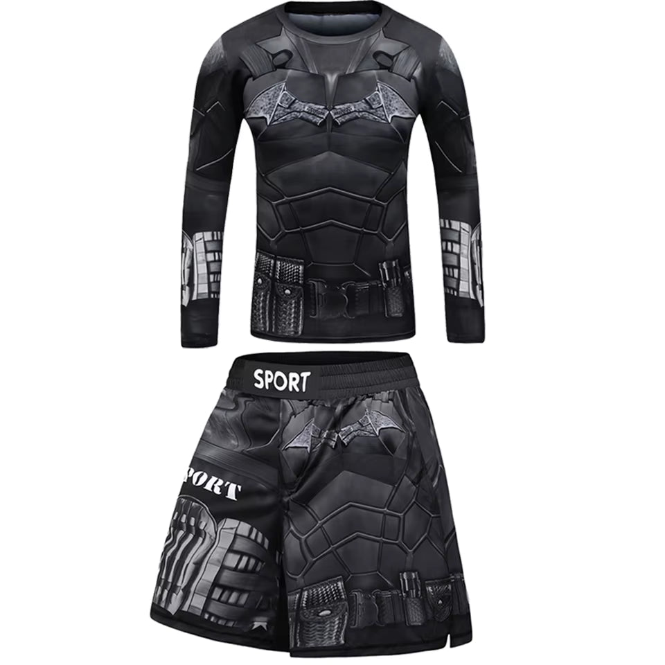 Kid Rashguard Jiu Jitsu T-Shirt +Pant MMA Muay Thai Shorts 4Pcs/Set Boxe Bjj Kickboxing Mma Clothing Children Fitness Sportwear