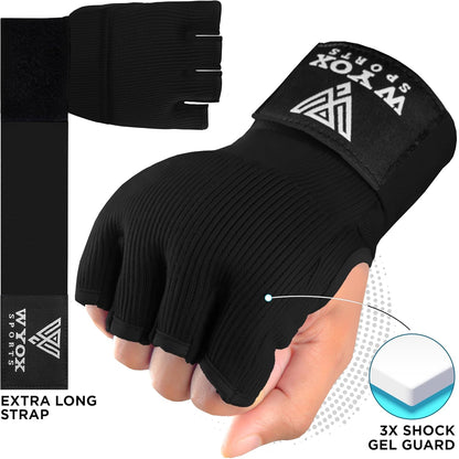 Gel Boxing Hand Wraps Inner Gloves for Men & Women – 80Cm Quick Wrist Strap, Padded Knuckle Support, Fingerless MMA Muay Thai Kickboxing Wraps for Training, Punching & Martial Arts