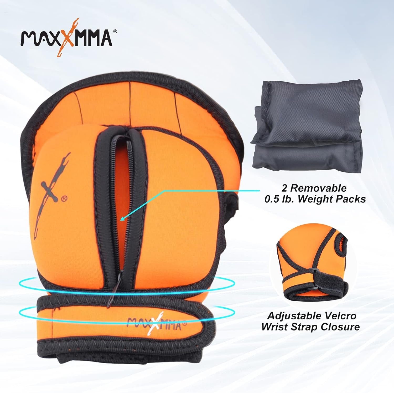 Adjustable Weighted Gloves, 2 Lb. Set - Removable Weight (2 X 0.5 Lb. Each Glove) for Sculpting MMA Kickboxing Cardio Aerobics Hand Speed Coordination Shoulder Strength