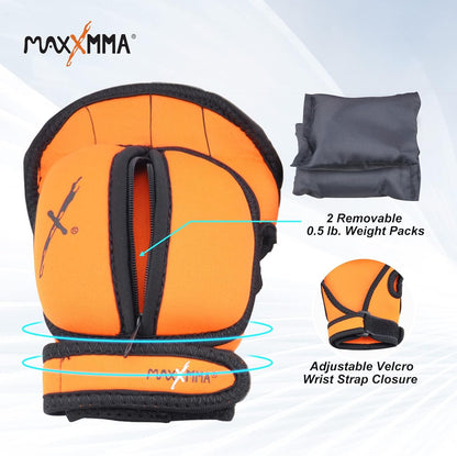 Adjustable Weighted Gloves, 2 Lb. Set - Removable Weight (2 X 0.5 Lb. Each Glove) for Sculpting MMA Kickboxing Cardio Aerobics Hand Speed Coordination Shoulder Strength