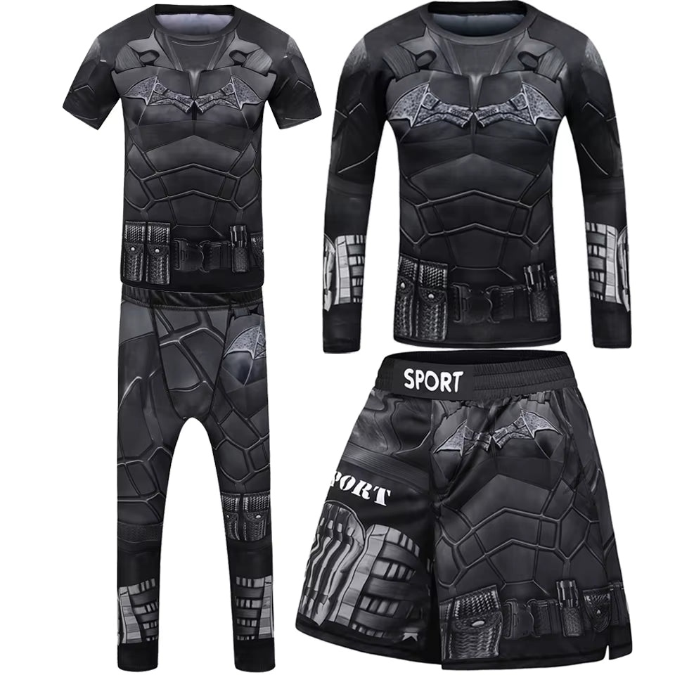 Kid Rashguard Jiu Jitsu T-Shirt +Pant MMA Muay Thai Shorts 4Pcs/Set Boxe Bjj Kickboxing Mma Clothing Children Fitness Sportwear