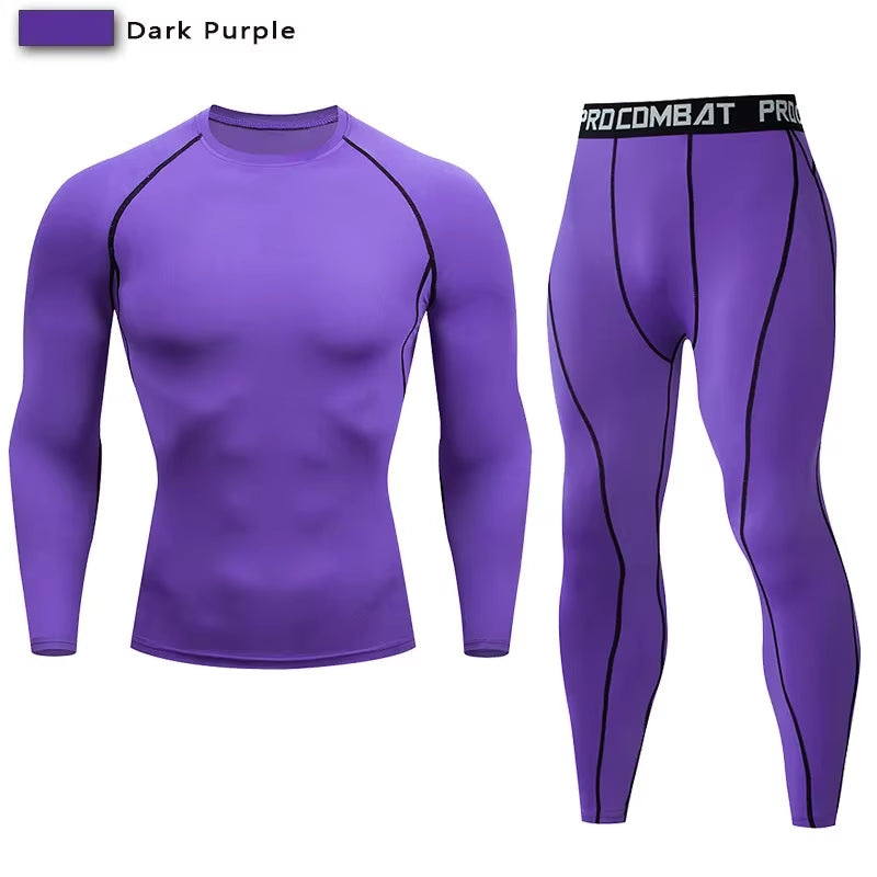 Men'S Compression Sportswear Suit GYM Tight Clothes Yoga Sets Workout Jogging MMA Fitness Clothing Tracksuit Pants Sporting