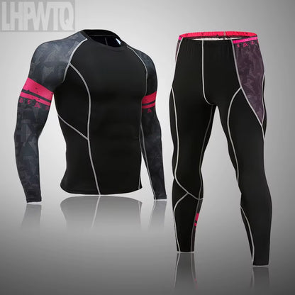 Men'S Sports Suit MMA Rashgard Male Quick Drying Sportswear Compression Clothing Fitness Training Kit Thermal Underwear Leggings