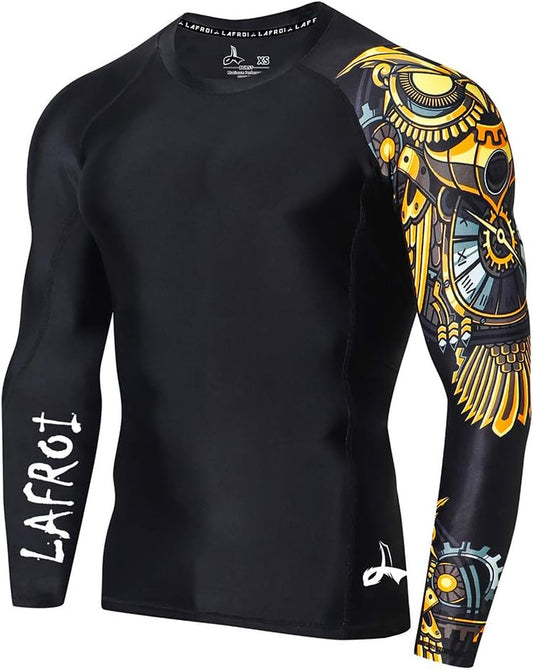 Men'S Long Sleeve UPF 50+ Baselayer Skins Performance Fit Compression Rash Guard-Clyyb