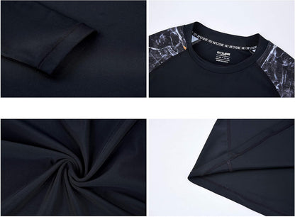 Men'S Rash Guard Long Sleeves UPF 50+ Sun Protection Compression Swim Shirts for Men