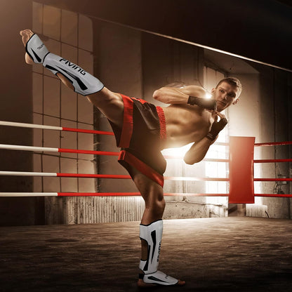 MMA Martial Arts Shin Guards – Padded, Adjustable Muay Thai Leg Guards with Instep Protection for Kickboxing/Mma Training and Sparring – Durable, Professional MMA Equipment