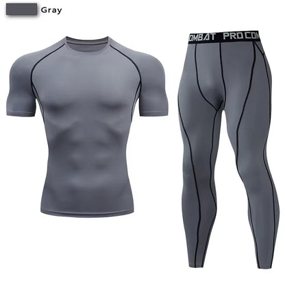 Men'S Compression Sportswear Suit GYM Tight Clothes Yoga Sets Workout Jogging MMA Fitness Clothing Tracksuit Pants Sporting