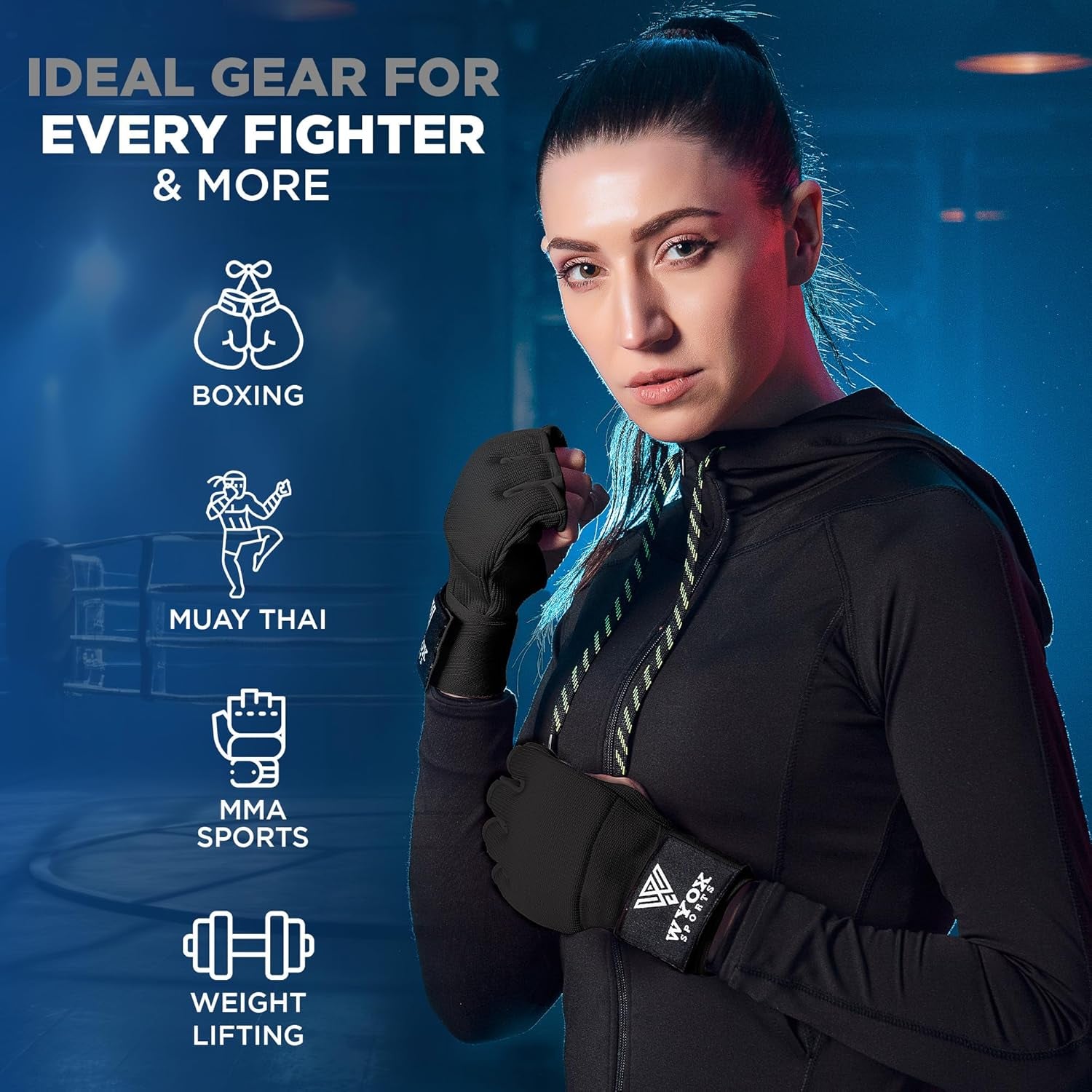 Gel Boxing Hand Wraps Inner Gloves for Men & Women – 80Cm Quick Wrist Strap, Padded Knuckle Support, Fingerless MMA Muay Thai Kickboxing Wraps for Training, Punching & Martial Arts