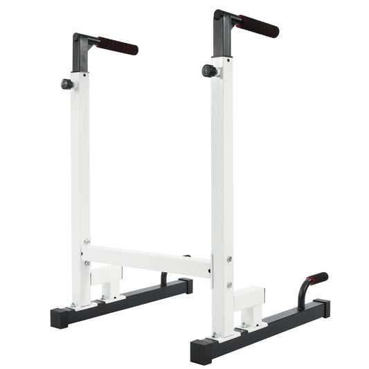 Steel Frame Dip Station with Adjustable Height, 500 Lb Weight Capacity, White