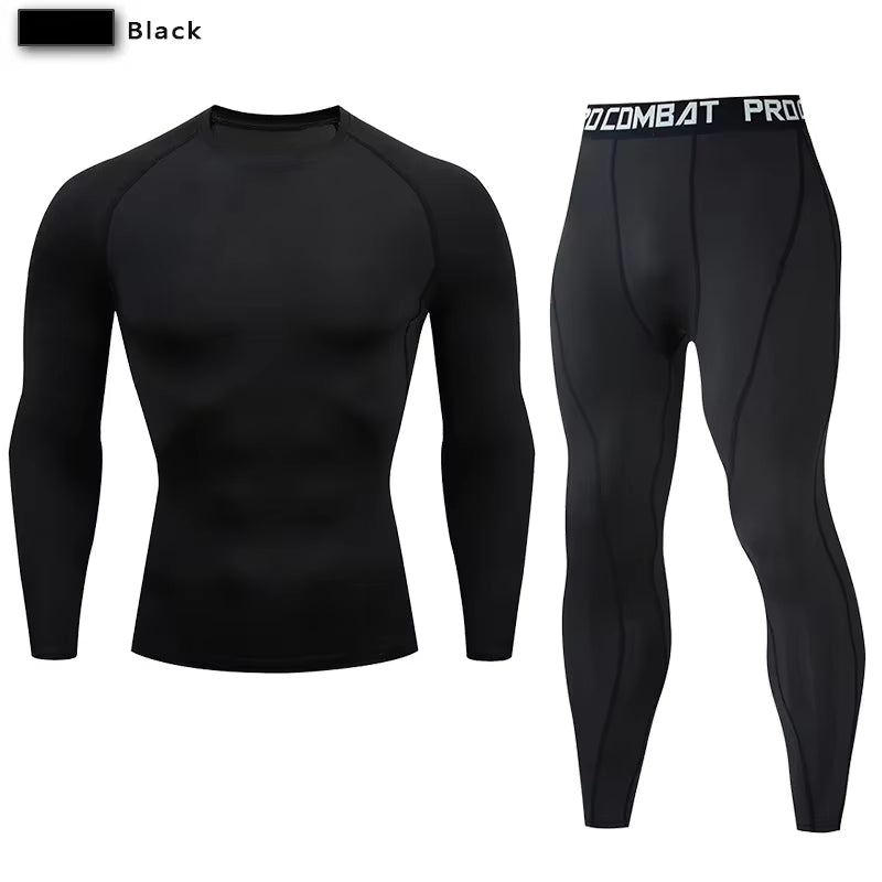 Men'S Compression Sportswear Suit GYM Tight Clothes Yoga Sets Workout Jogging MMA Fitness Clothing Tracksuit Pants Sporting