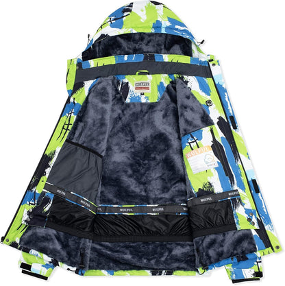 Men'S Waterproof Ski Jacket Warm Winter Coats Windproof Winter Jackets for Men Fleece Lined Windbreaker with Hood