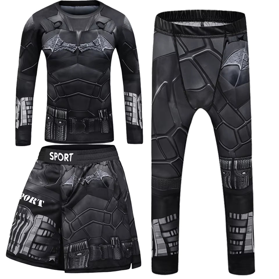 Kid Rashguard Jiu Jitsu T-Shirt +Pant MMA Muay Thai Shorts 4Pcs/Set Boxe Bjj Kickboxing Mma Clothing Children Fitness Sportwear