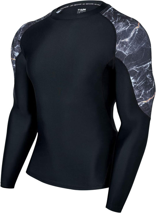 Men'S Rash Guard Long Sleeves UPF 50+ Sun Protection Compression Swim Shirts for Men