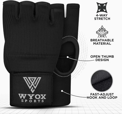 Gel Boxing Hand Wraps Inner Gloves for Men & Women – 80Cm Quick Wrist Strap, Padded Knuckle Support, Fingerless MMA Muay Thai Kickboxing Wraps for Training, Punching & Martial Arts