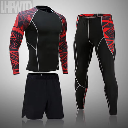 Men'S Sports Suit MMA Rashgard Male Quick Drying Sportswear Compression Clothing Fitness Training Kit Thermal Underwear Leggings