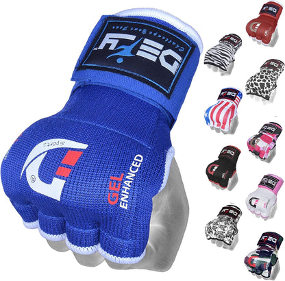 DEFY Padded Inner Gloves Quick 75Cm Long Strap – Inner Boxing Gloves Gel Padded Knuckle Protection – Elasticated Boxing Hand Wraps for MMA Muay Thai Kickboxing Martial Arts Pair