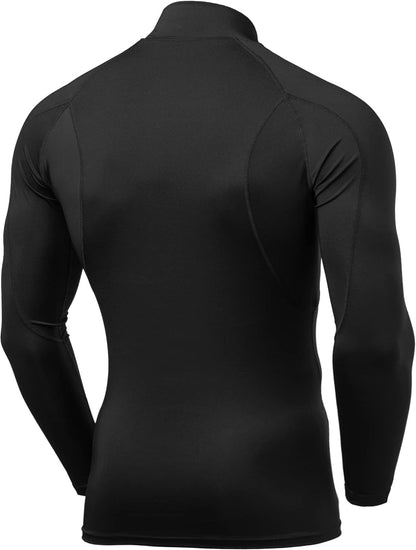 Men'S UPF 50+ Mock Long Sleeve Compression Shirts, Athletic Workout Shirt, Base Layer for Water Sports