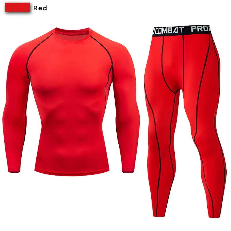Men'S Compression Sportswear Suit GYM Tight Clothes Yoga Sets Workout Jogging MMA Fitness Clothing Tracksuit Pants Sporting